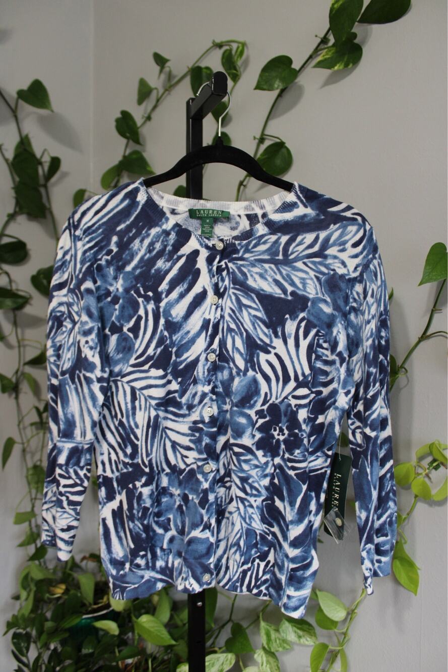 Title:Lauren Ralph Lauren Tropical Floral Cardigan Sweater NWT |M